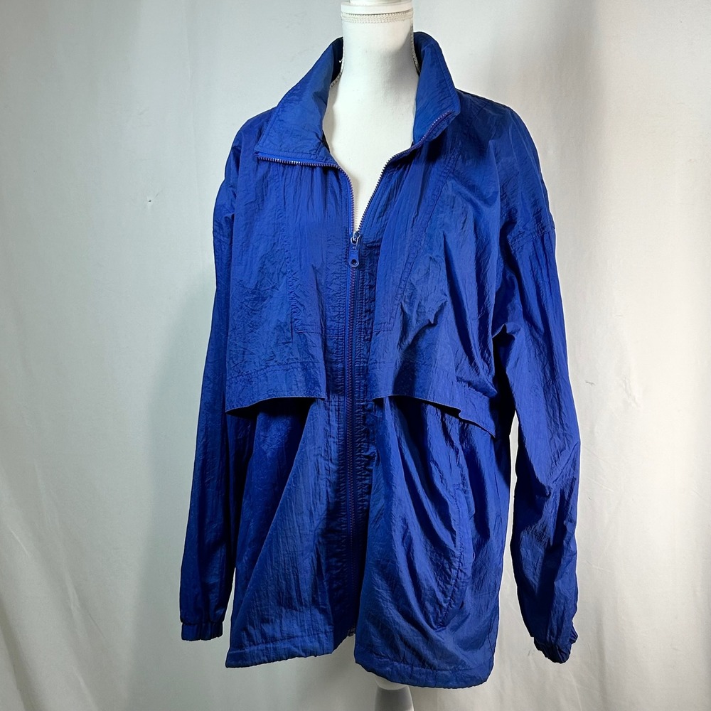 Pacific Trail Blue Hooded Lightweight Nylon Windbreaker Jacket Size Large‎